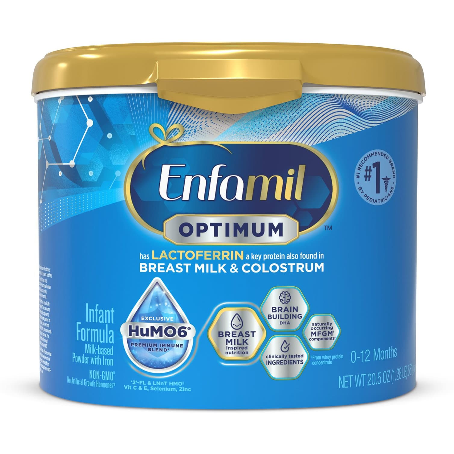 Enfamil Optimum Infant Formula with Iron, Unflavored, 20.5 oz - Case of 4 - Image 1