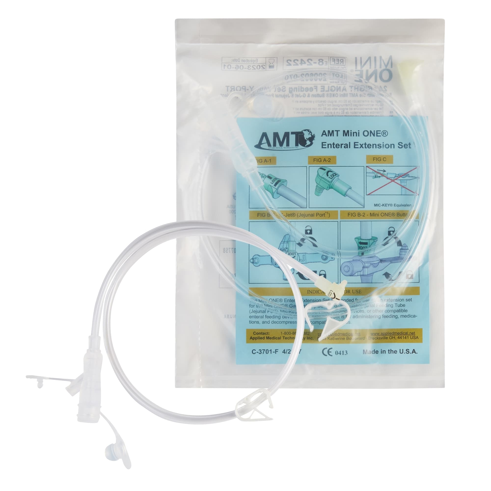 AMT Mini ONE Right Angle Connector with Y-Port Adaptor, Clear, 24" - Each - Image 1