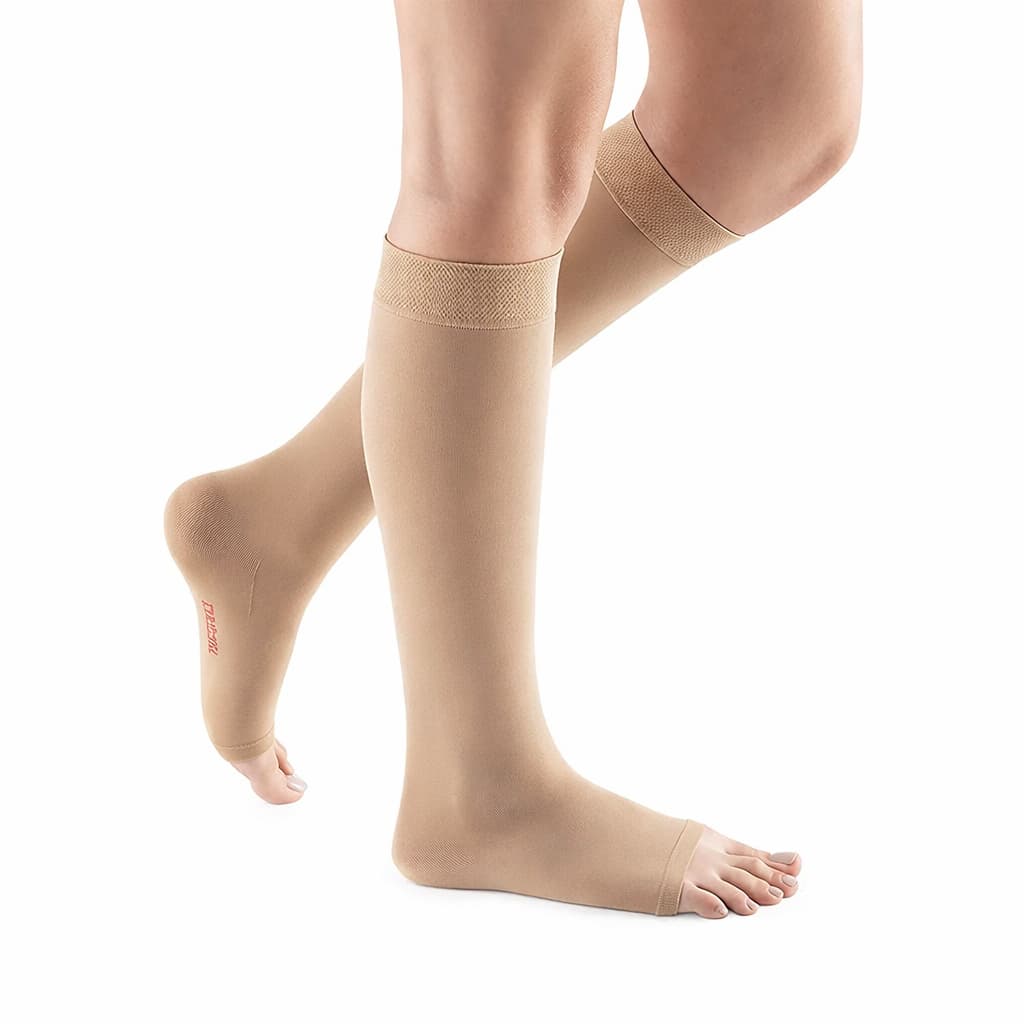 Mediven Comfort Petite Calf High Compression Stockings, 30-40mmHg, Open Toe, Size IV, Sandstone - Pair - Image 1