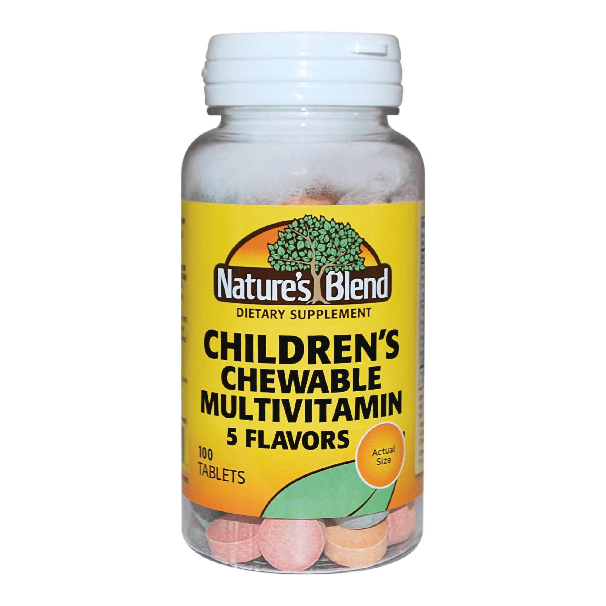 Nature's Blend Pediatric Chewable Multivitamin Tablet, Assorted Fruit Flavors - Bottle of 100