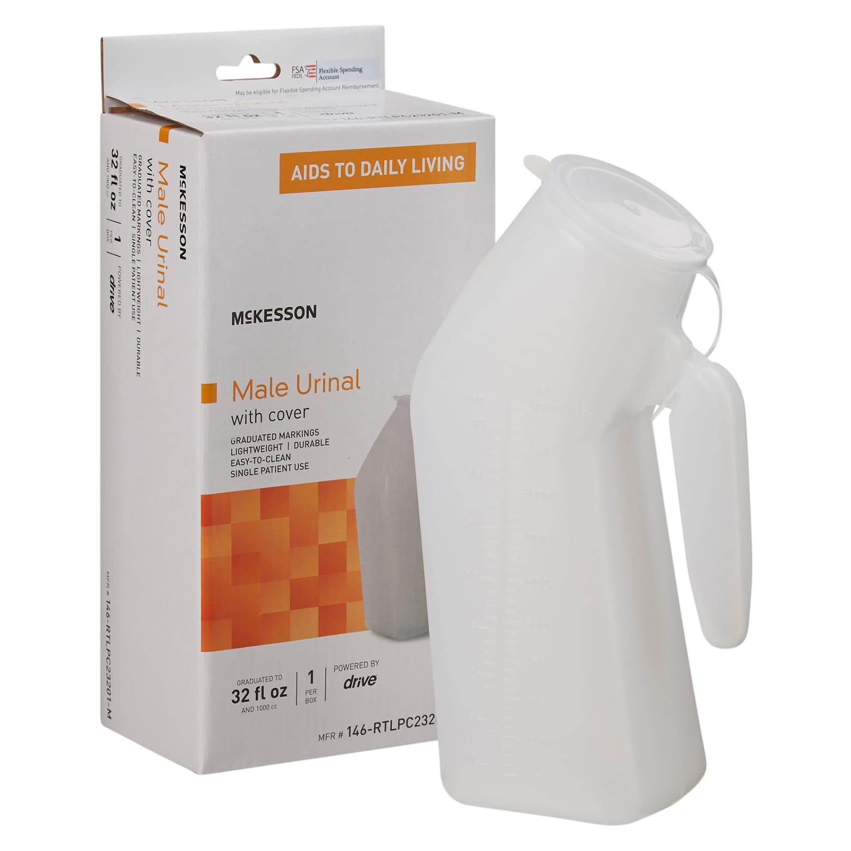 McKesson Single Patient Use Plastic Male Urinal - Each - Image 1
