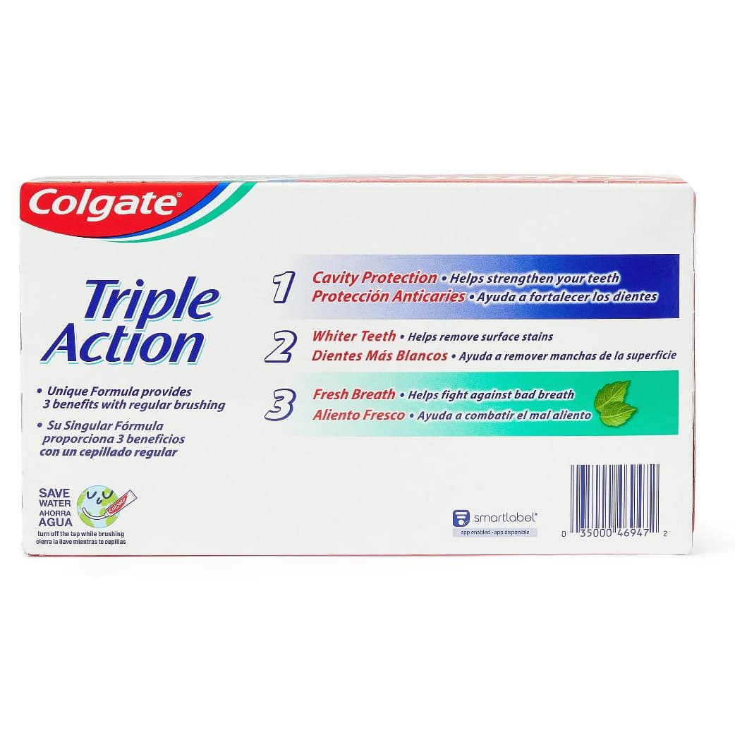 Colgate Triple Action Toothpaste, Mint, 6 oz - Image 3