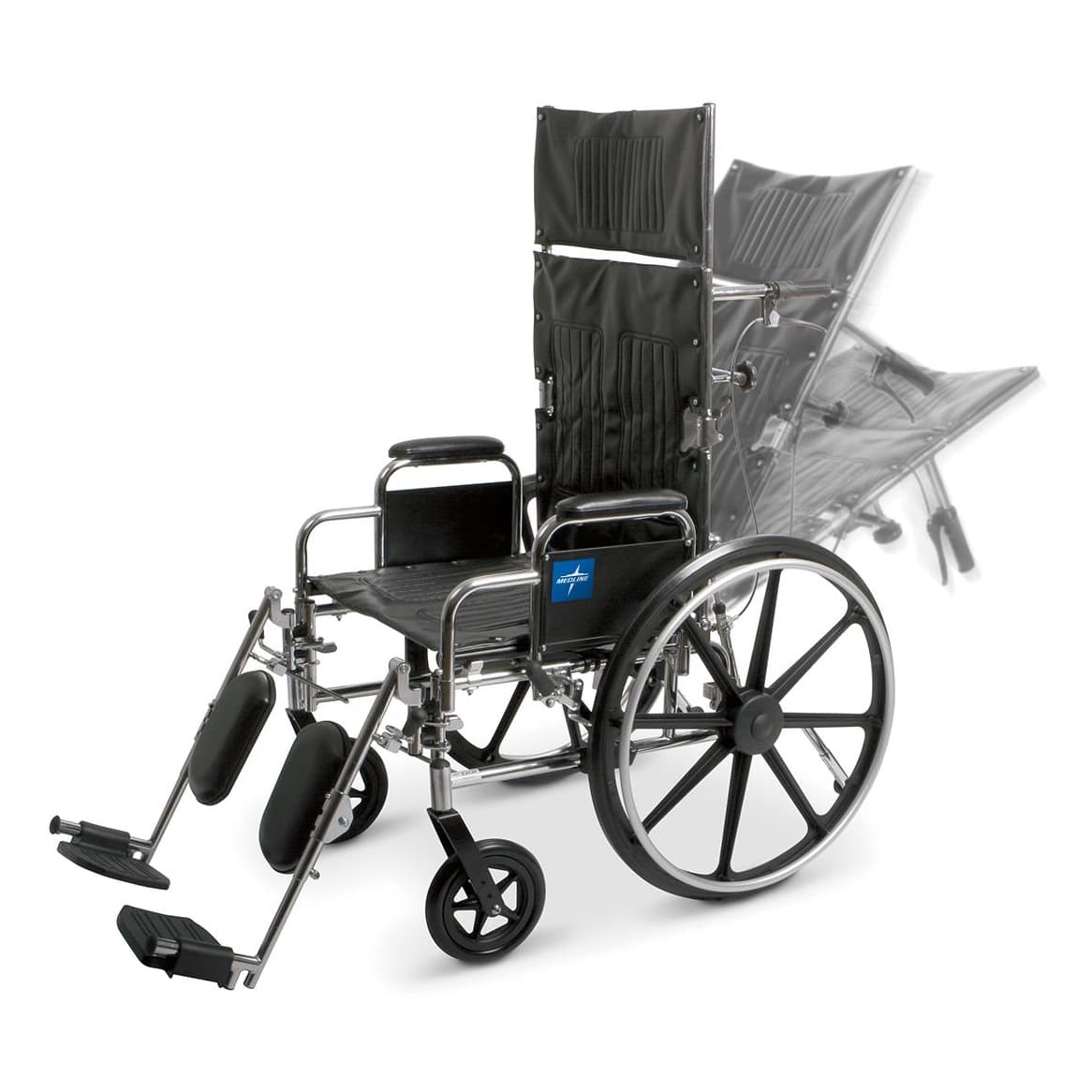 Medline Excel Manual Reclining Wheelchair 20"W x 17"D Seat - Image 1