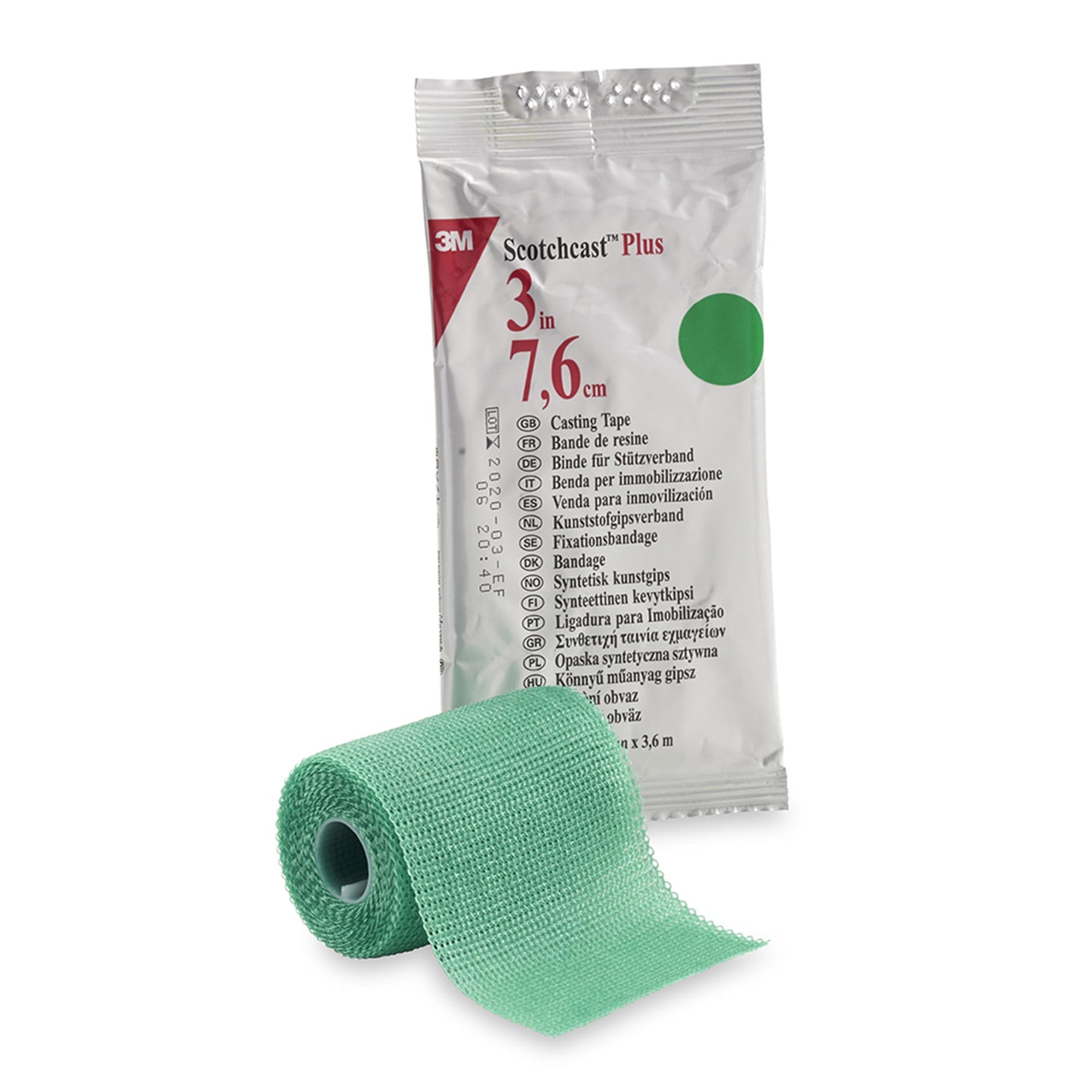 3M Scotchcast Plus Cast Tape, 3 Inch X 4 Yard, Green, Case of 10 - Image 1