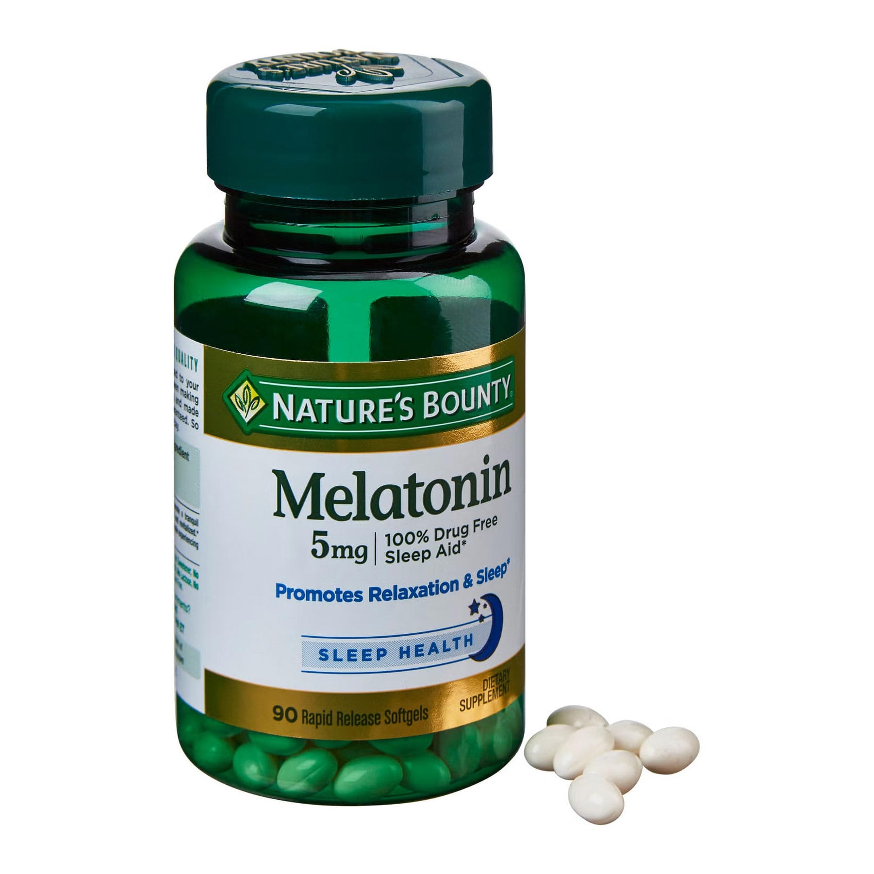 Nature's Bounty Natural Sleep Aid Melatonin Softgels, 5 mg - Bottle of 90 - Image 1