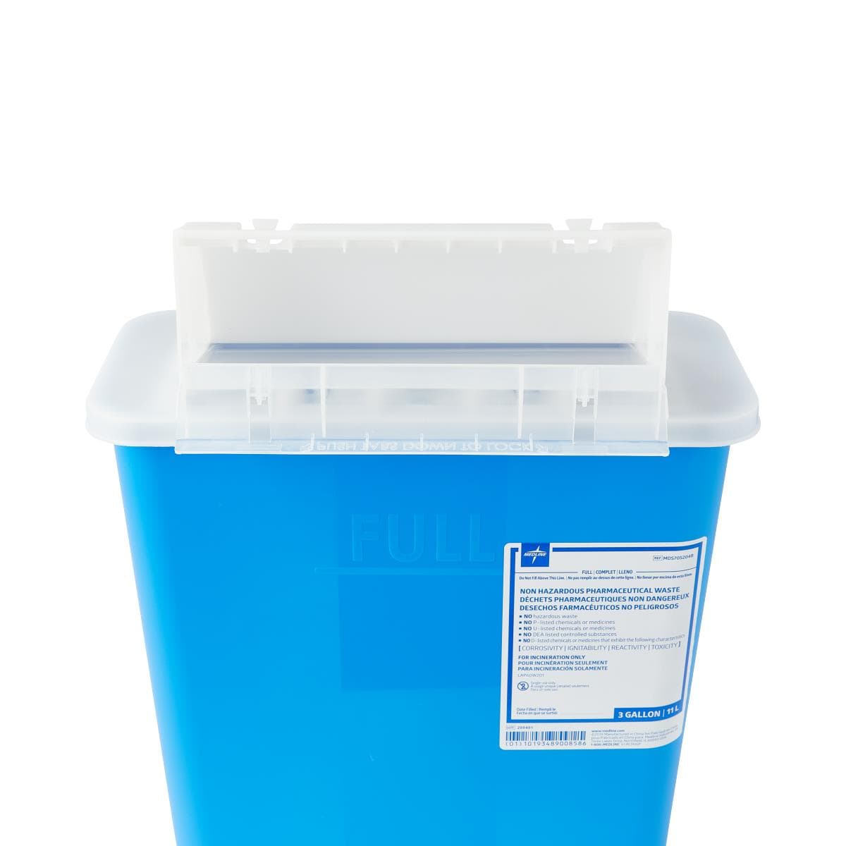 Medline Pharmaceutical Waste Container with Flap Top - Image 3