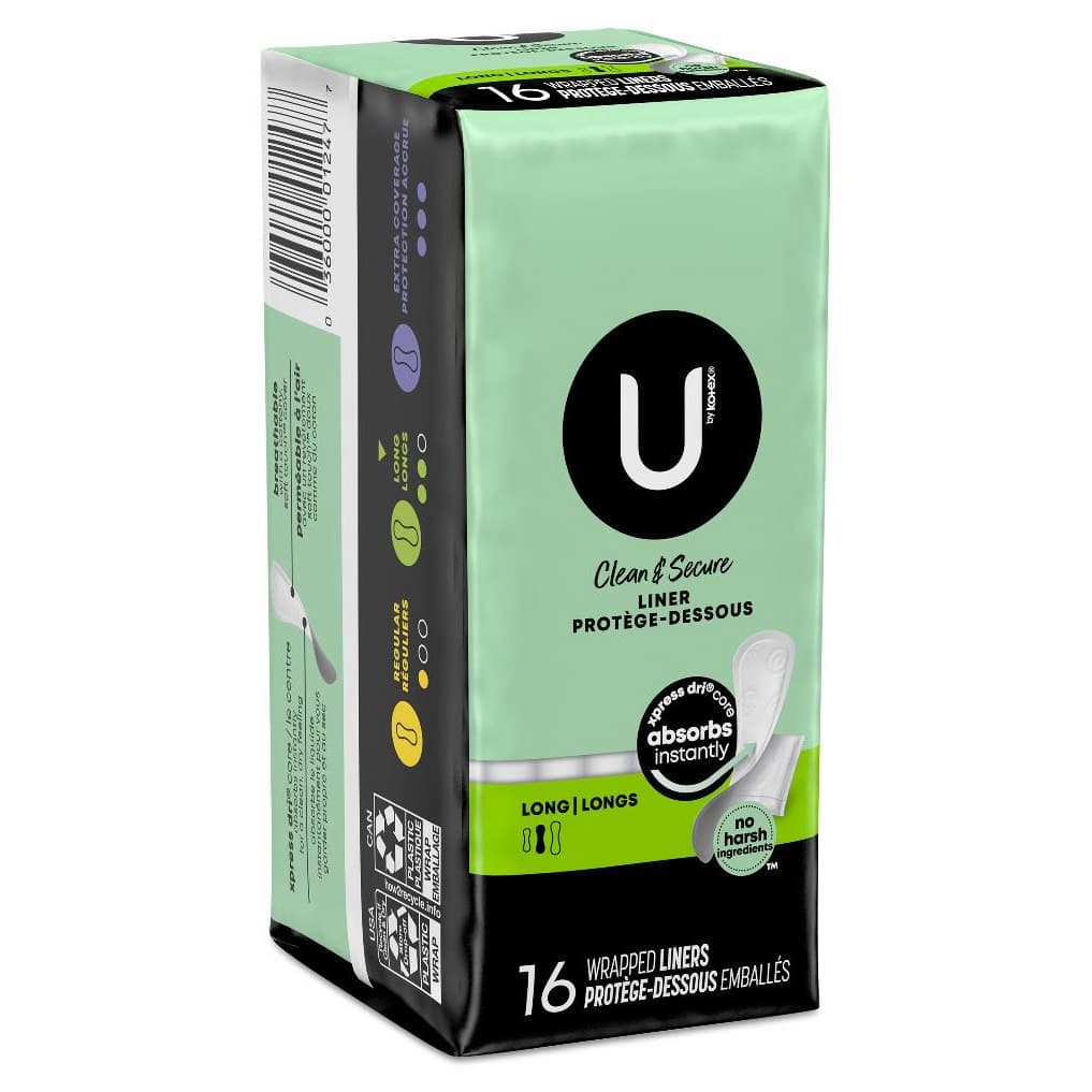 U by Kotex Clean & Secure Panty Liners, Long Length - Case of 192 - Image 1