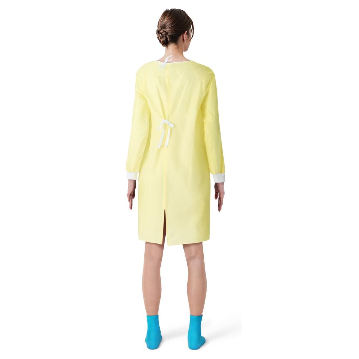 Medline Reusable Poly/Cotton Unisex Isolation Gowns, Yellow - 1 Dozen - Image 2