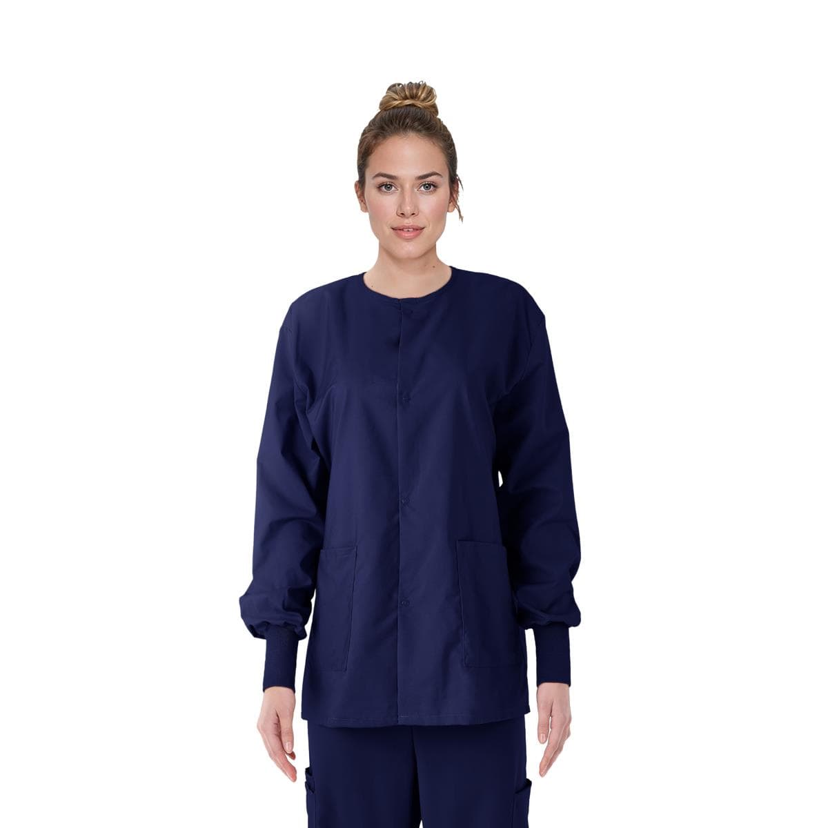 Medline Comfortease Unisex Crew-neck Warm-up Jacket, Midnight Blue, 5XLarge - Each - Image 1