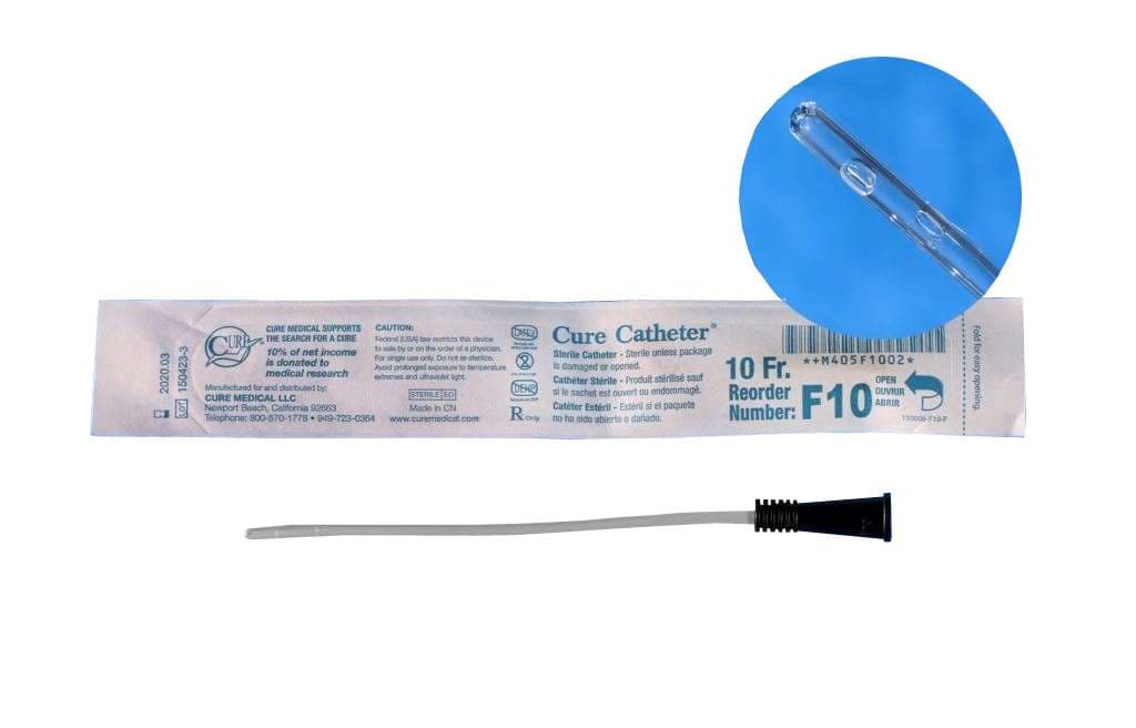 Cure Uncoated PVC Intermittent Catheter for Female, 10 Fr - Case of 300 - Image 1