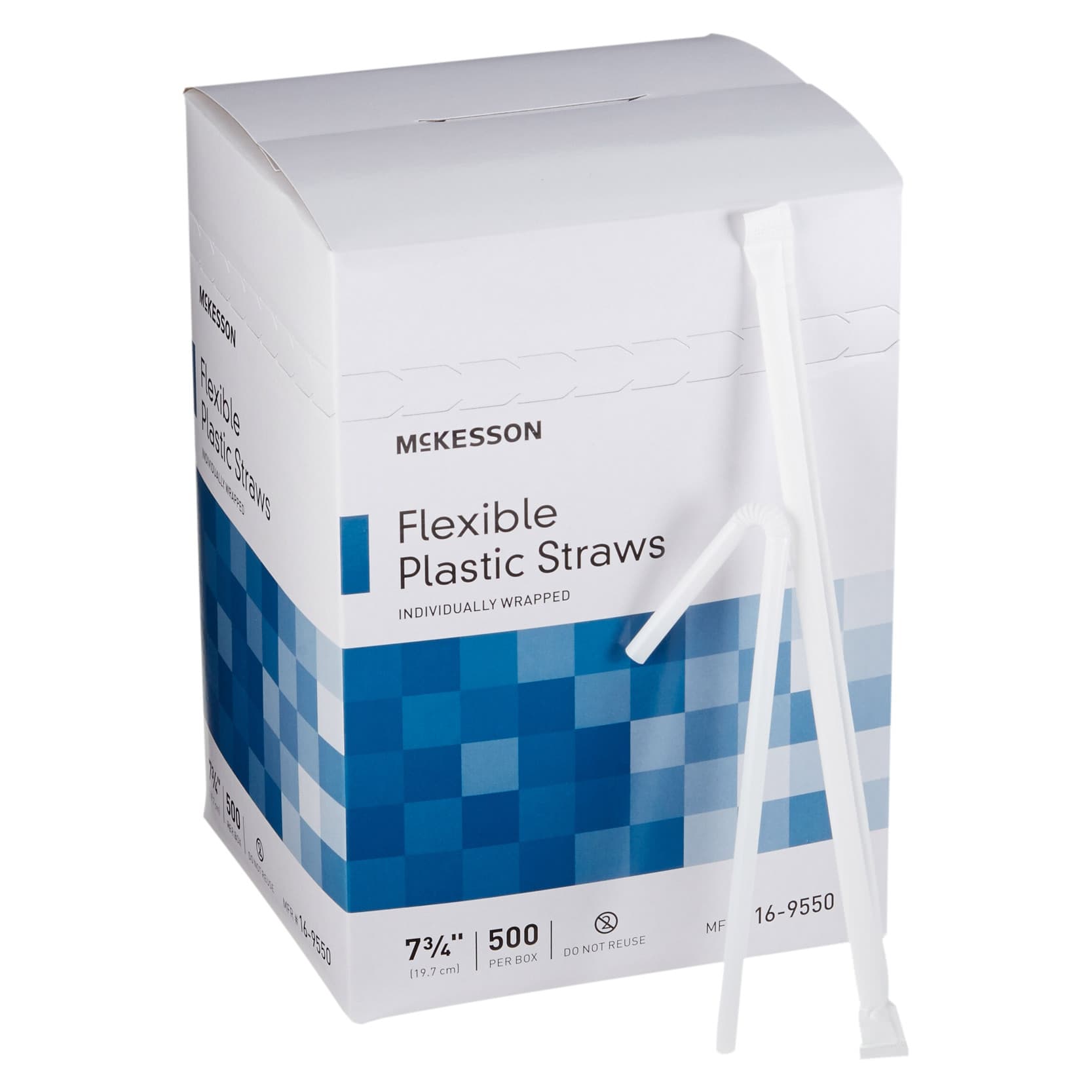 McKesson Flexible Drinking Straw White Individually Wrapped Disposable - Case of 10000 - Image 1
