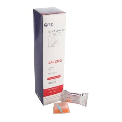 BD E-Z Scrub Impregnated Scrub Brush, Red - Box of 30 - Image 1