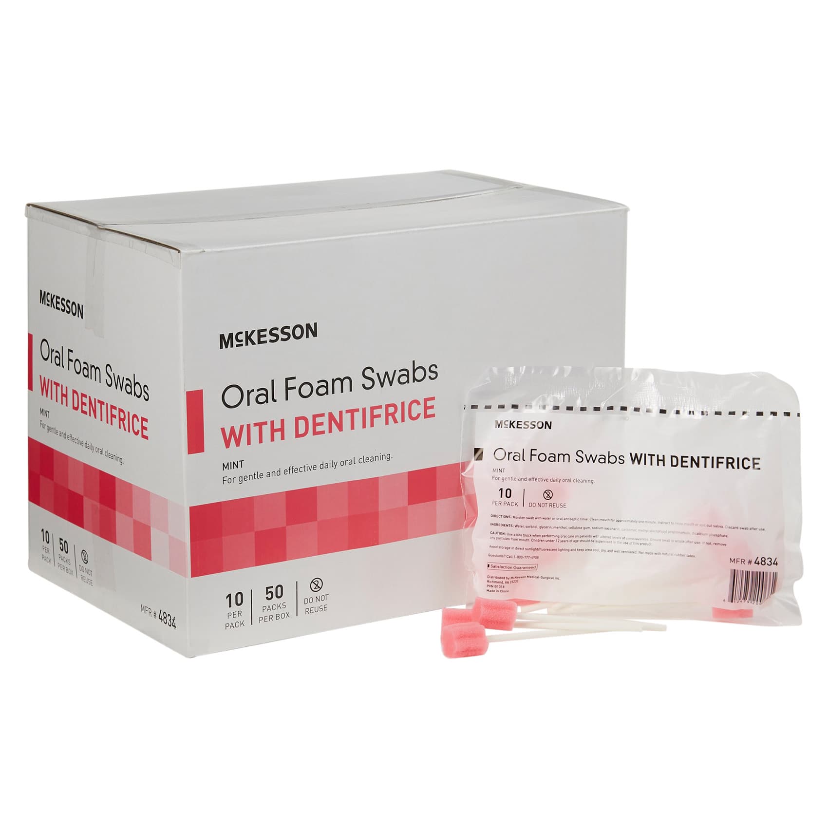 McKesson Oral Foam Swabstick with Dentifrice - Case of 1000 - Image 1