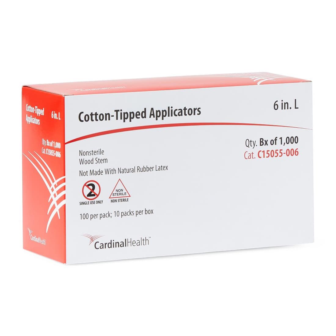 Cardinal Health Wood Shaft Cotton-Tip Applicator, Non Sterile, 6 Inch - Box of 1000 - Image 1