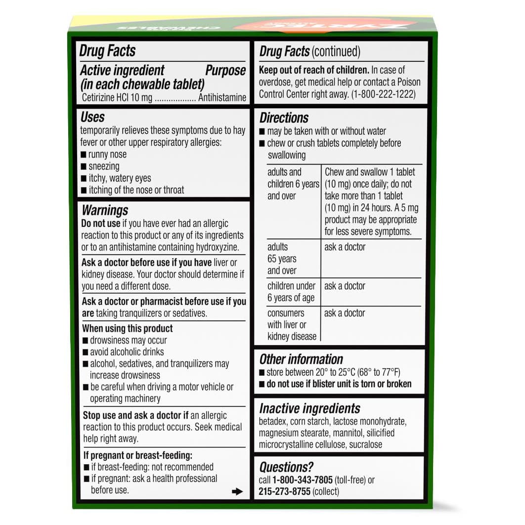 Zyrtec 24-Hour Allergy-Relief Chewable, Citrus - Case of 24 - Image 3