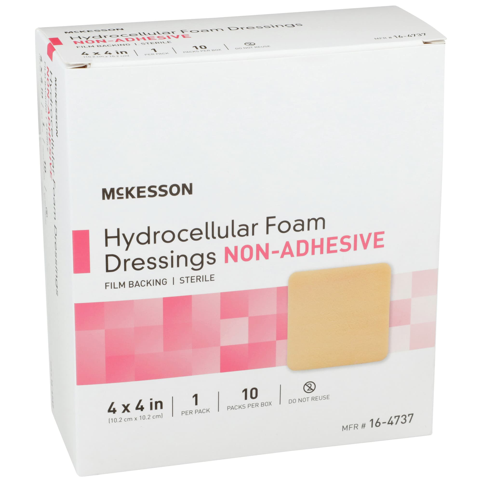 McKesson Foam Dressing Film Backing Tan, 4 x 4 Inch, 4 x 4 Inch Pad, Non-adhesive Without Border - Case of 100 - Image 1