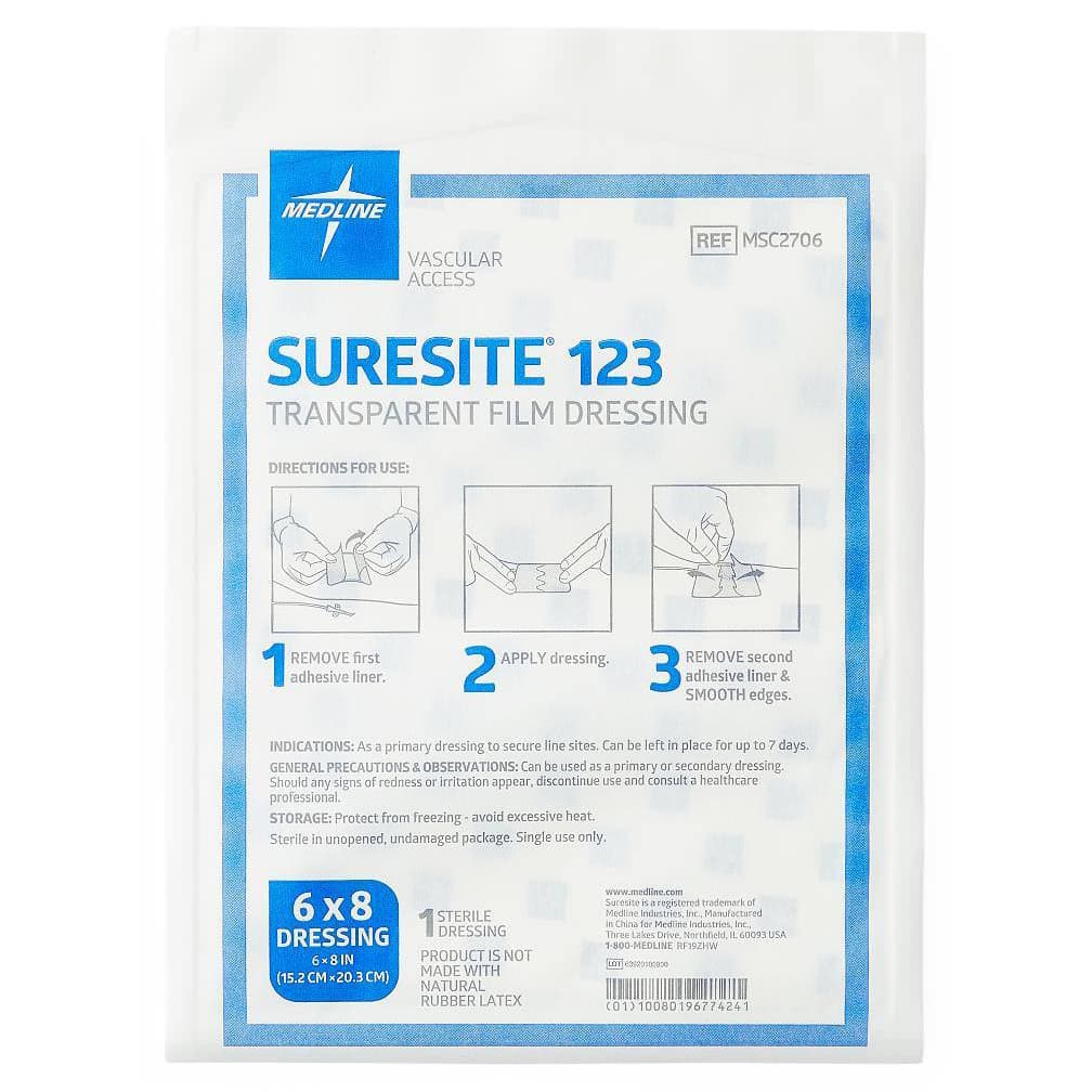 Suresite 123 Transparent Film Dressing, Sterile, 6 x 8 Inch - Each - Image 1