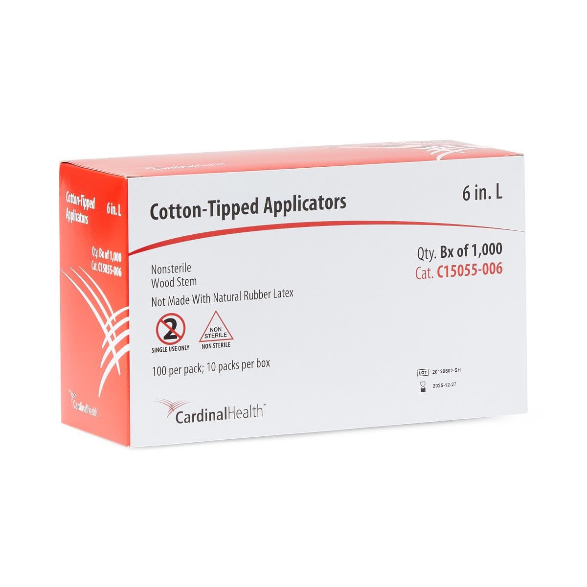 Cardinal Health Wood Shaft Cotton-Tip Applicator, Non Sterile, 6 Inch - Box of 1000 - Image 1