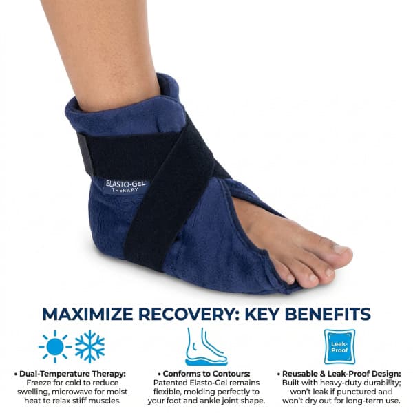 Elasto-Gel Reusable Foot and Ankle Wrap, Hot and Cold Pack Therapy - Image 3