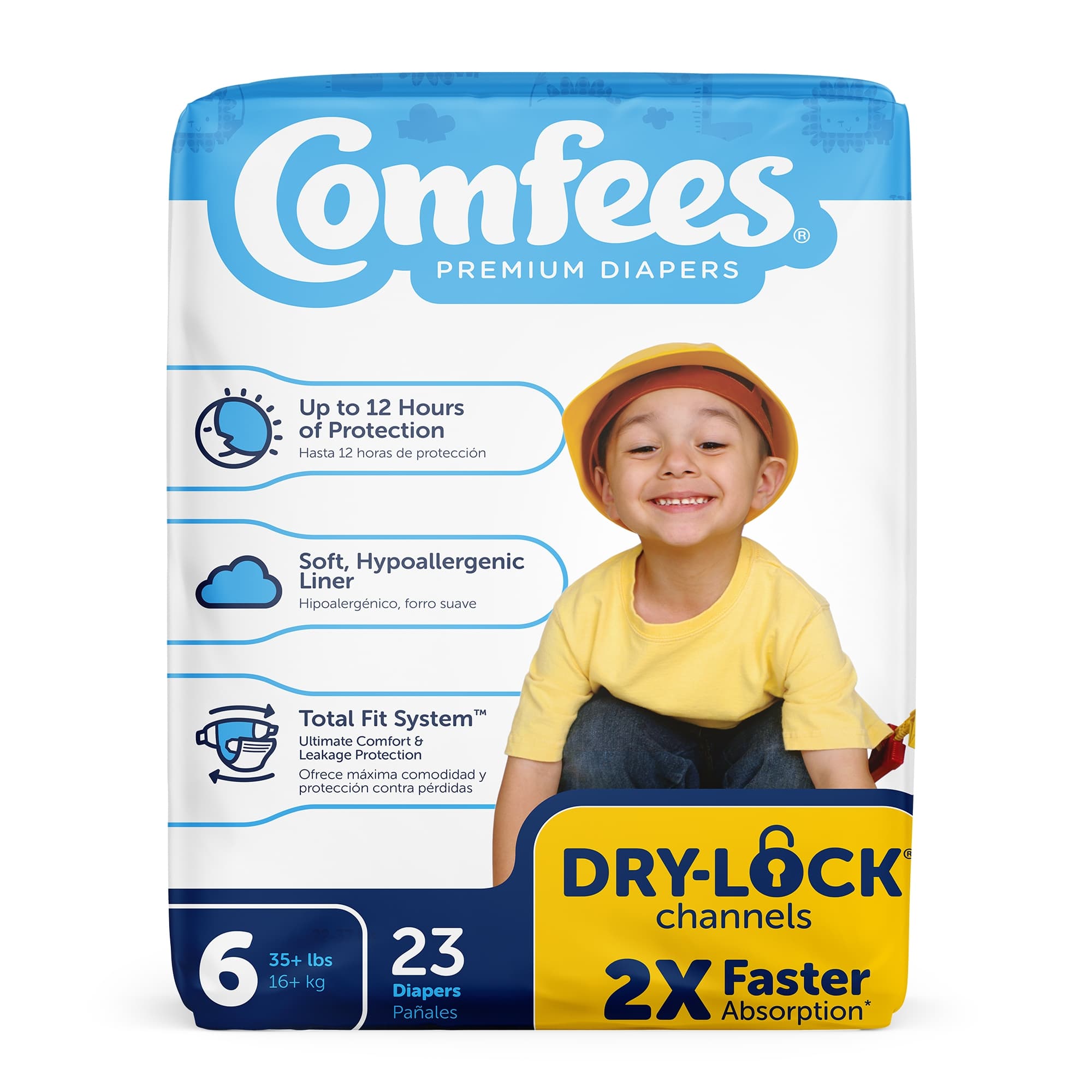 Comfees Premium Baby Diapers, Size 6 - Case of 92 - Image 1