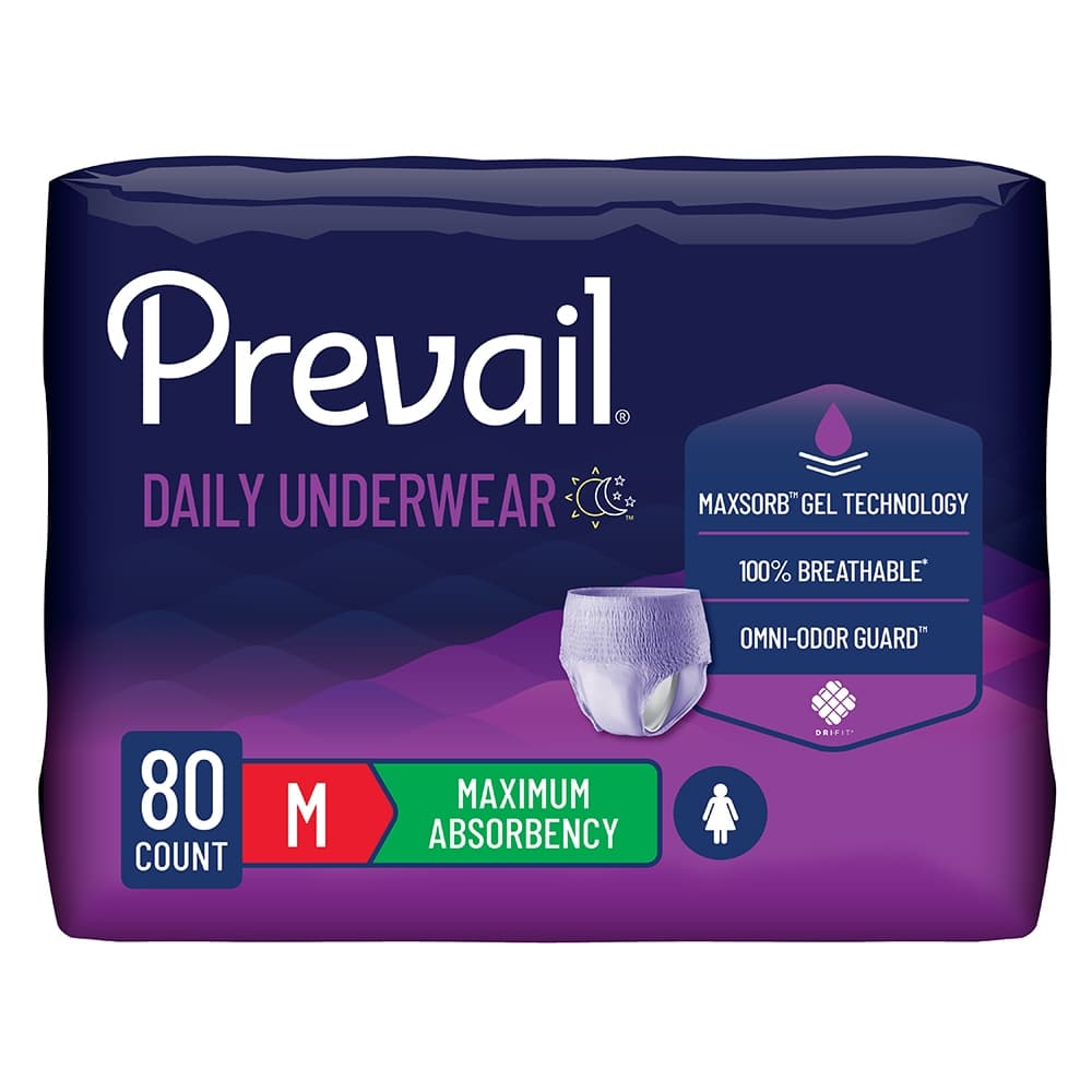Prevail Daily Absorbent Underwear for Women, Medium - Case of 80 - Image 1
