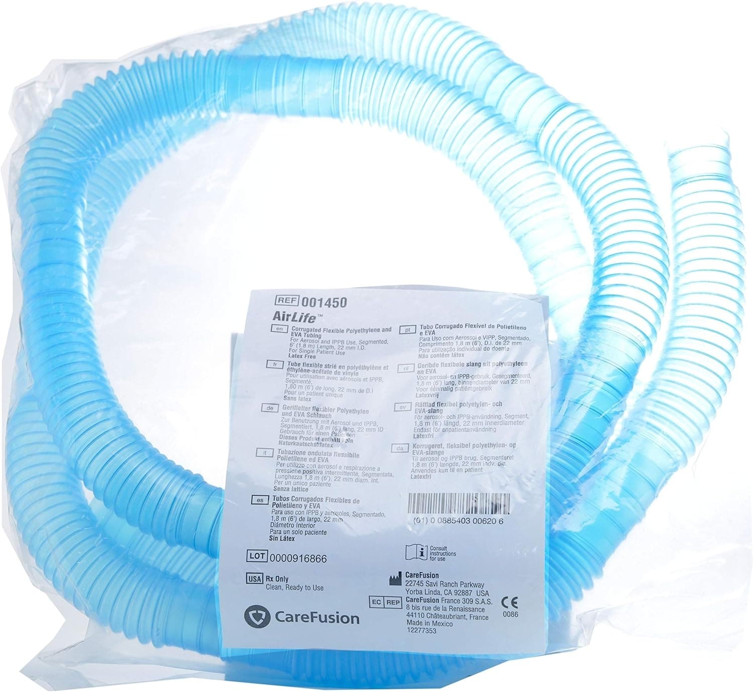 AirLife Blue Segmented 6 Foot Oxygen Supply Corrugated Tubing - Image 1