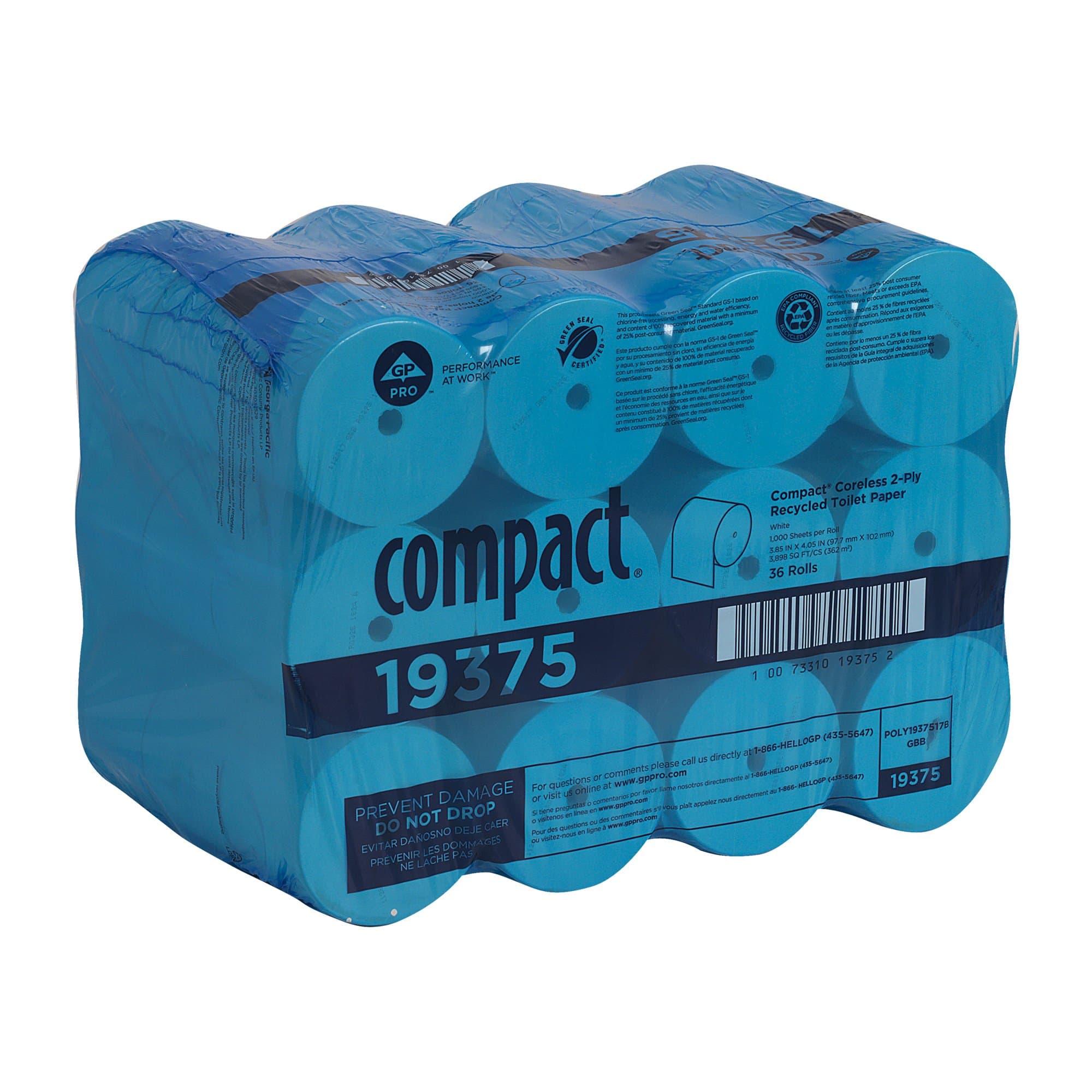 Compact Toilet Tissue White 2-Ply Standard Size Coreless Roll - Image 3