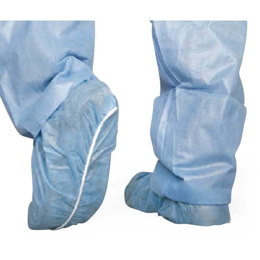 Medline Spunbond Polypropylene Smooth-Bottom Shoe Covers, Blue, Size Regular-Large - Case of 300 - Image 1