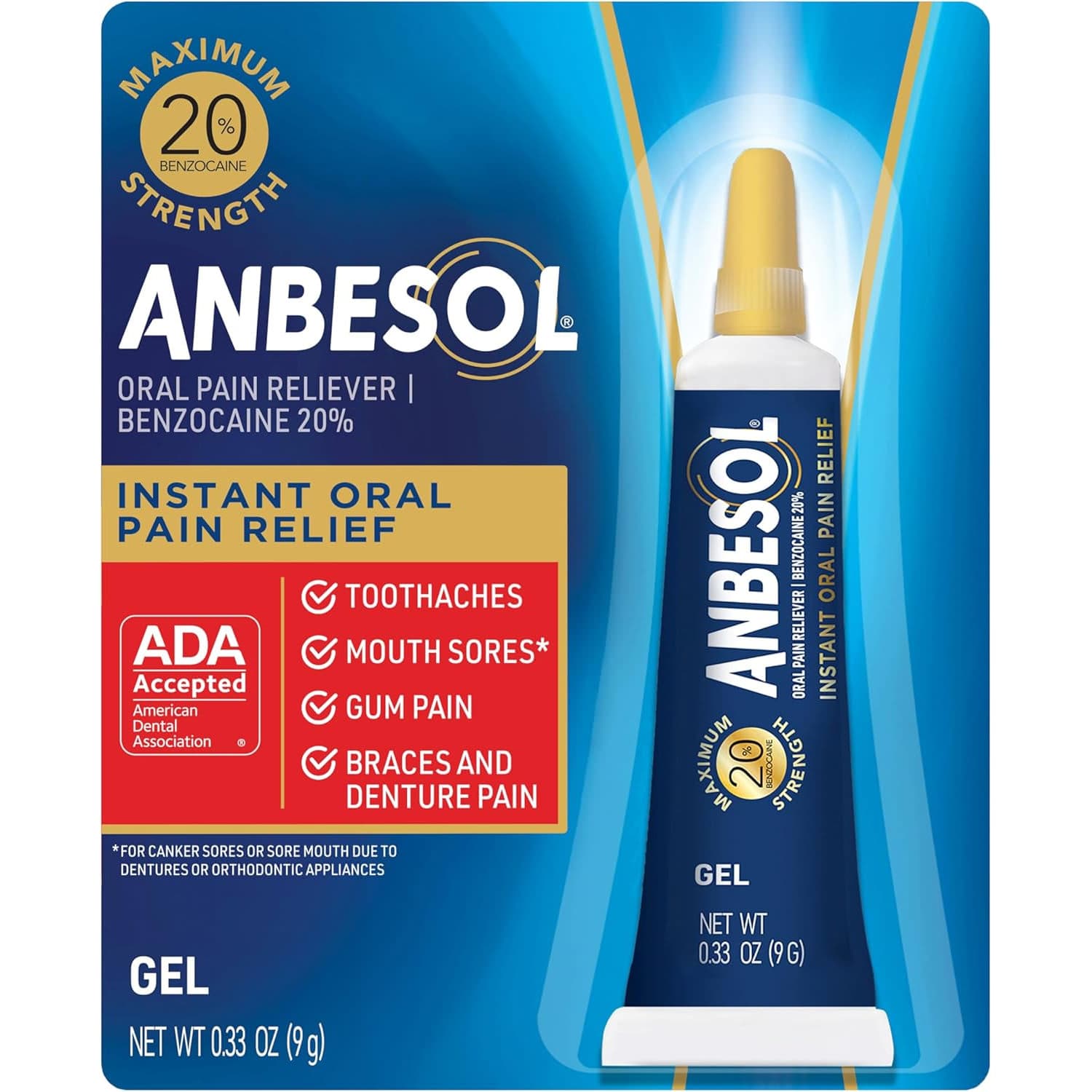 Anbesol Maximum Strength Oral Pain Relief Gel, 0.33 oz - Each - Image 1