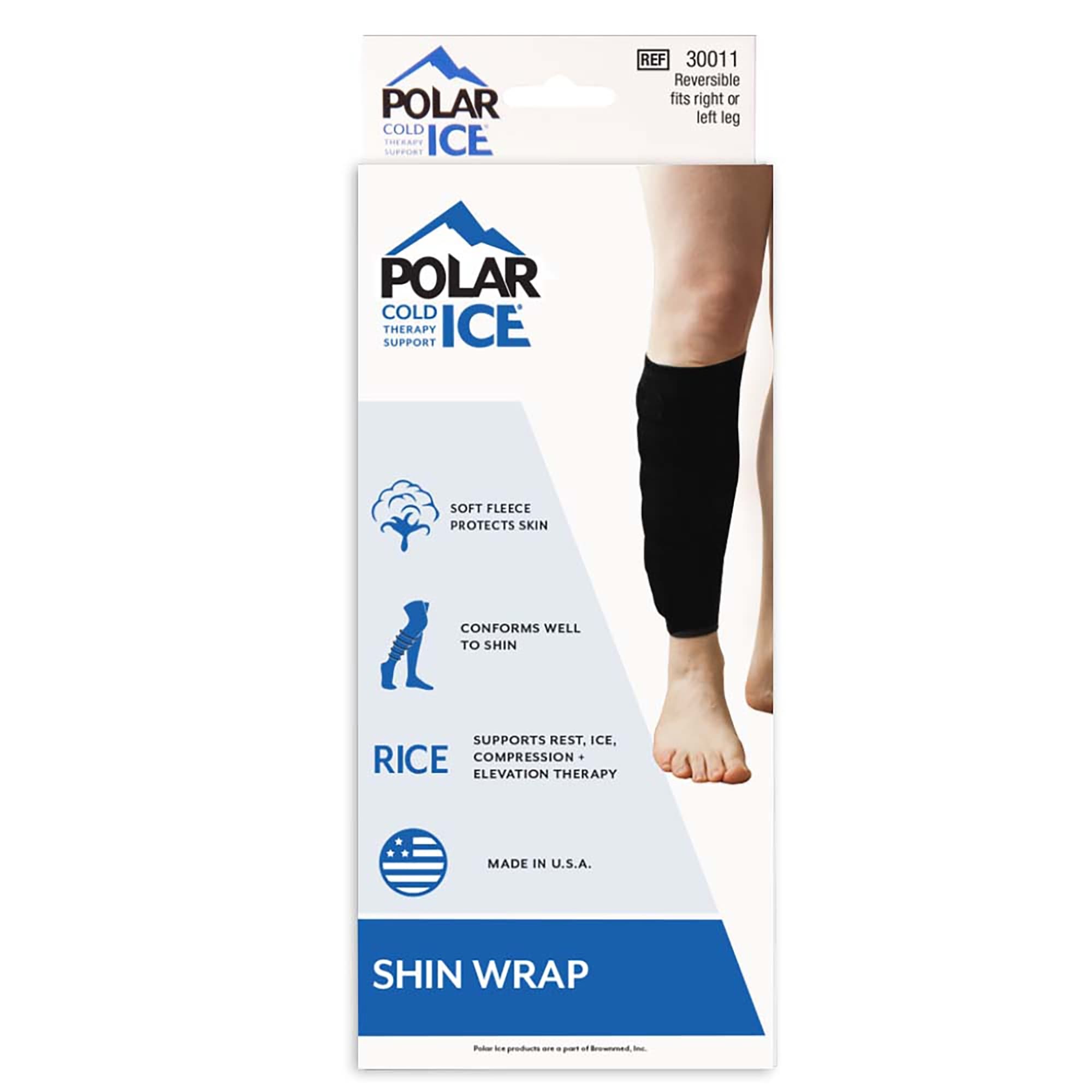 Polar Ice Reusable Cold Pack Wrap for Shin, Black