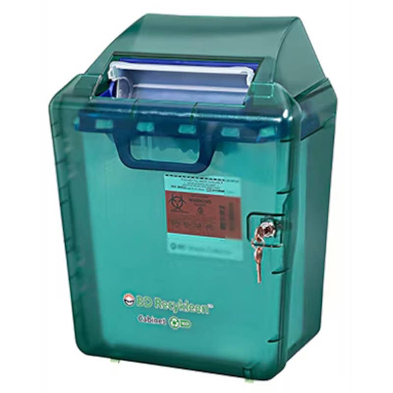BD Recykleen Locking Wall Cabinet with Shield for 2/3 gallon containers, Green - Each - Image 1