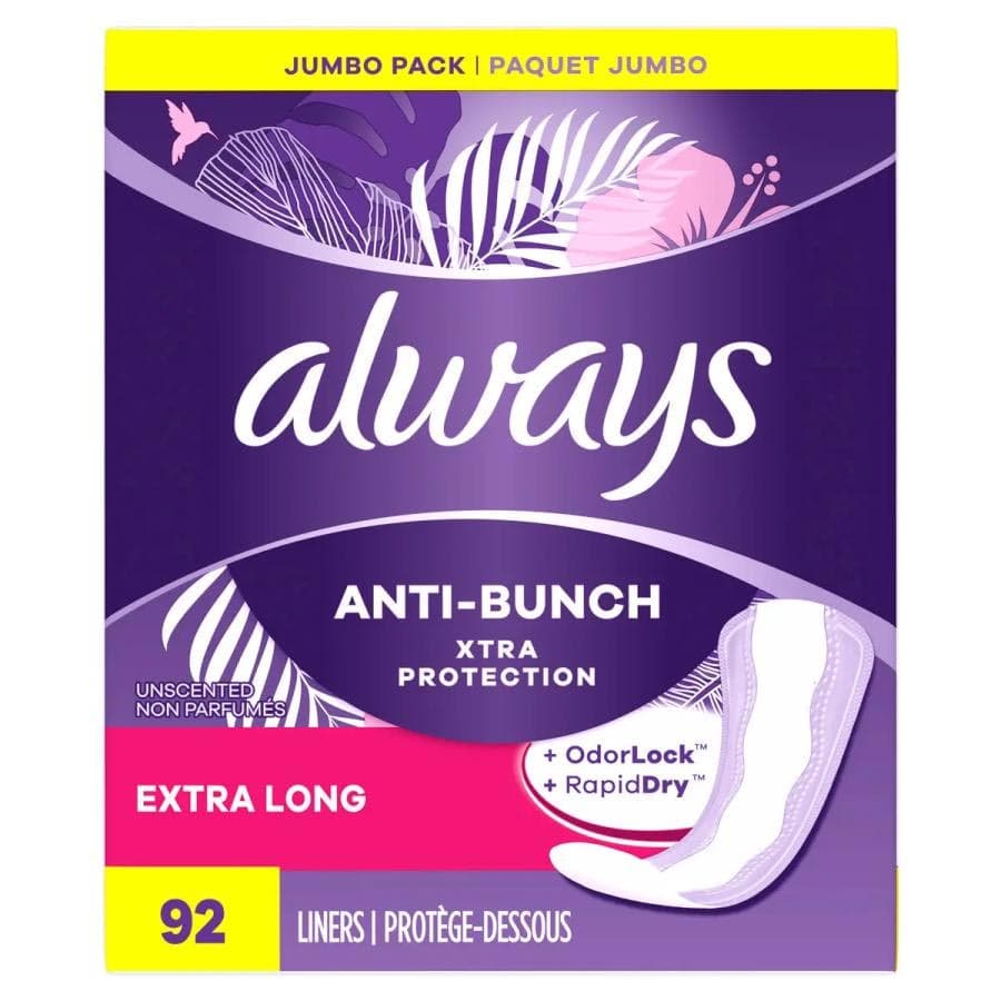 Always Xtra Protection Daily Panty Liners, Extra Long Length - Package of 92 - Image 1