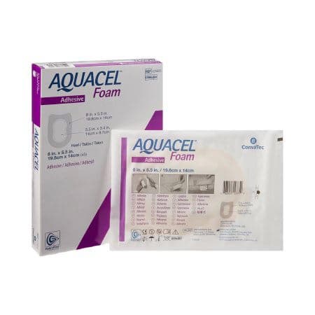 ConvaTec Aquacel Heel Shape Silicone Foam Dressing, 8 x 5.5 Inch - Box of 5 - Image 1