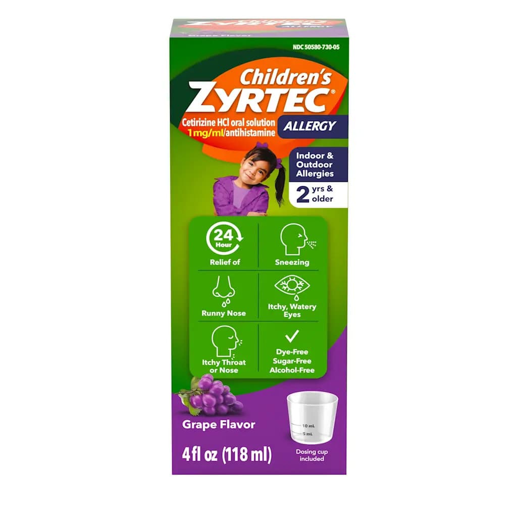 Children’s ZYRTEC Allergy Relief Syrup, Grape Flavour, 4 oz - Each - Image 1