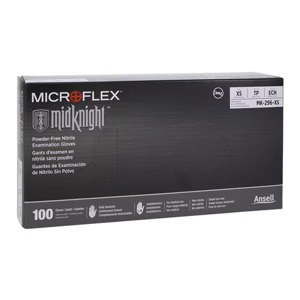 Microflex MidKnight Nitrile Exam Gloves, X-Small - Case of 1000 - Image 1