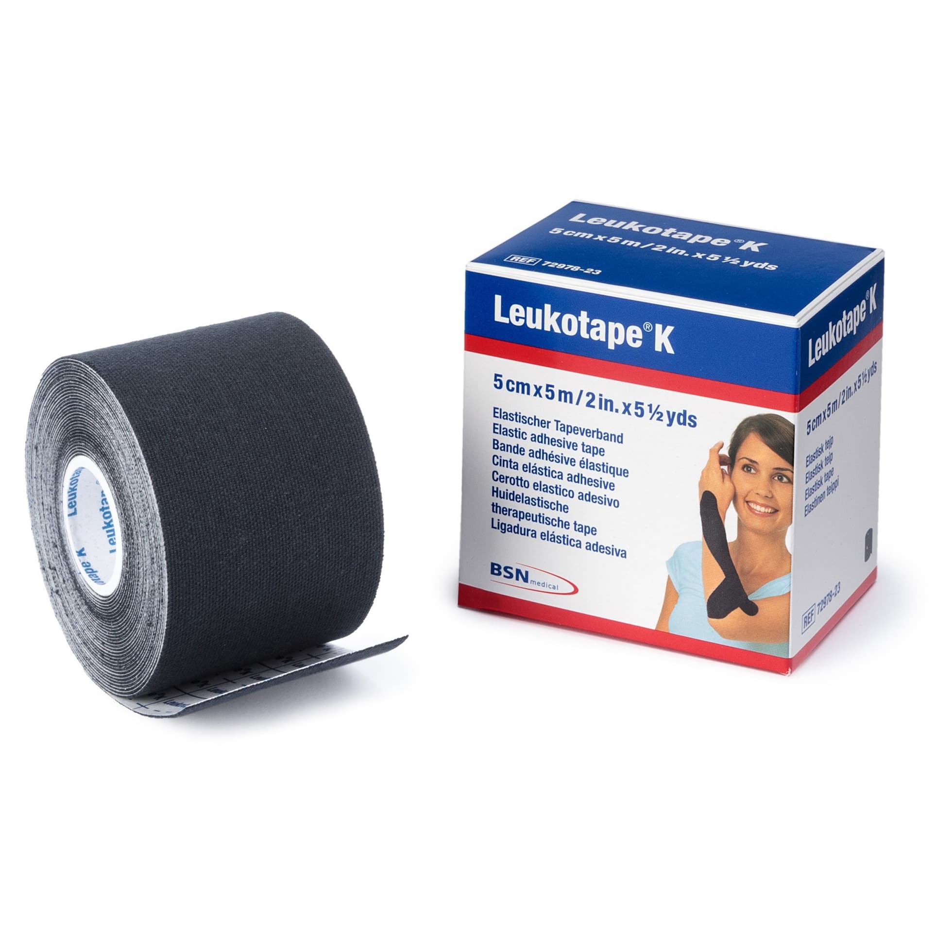 Leukotape Orthopedic Corrective Tape, 2 Inch x 5.5 Yards, Black - Package of 5 - Image 1