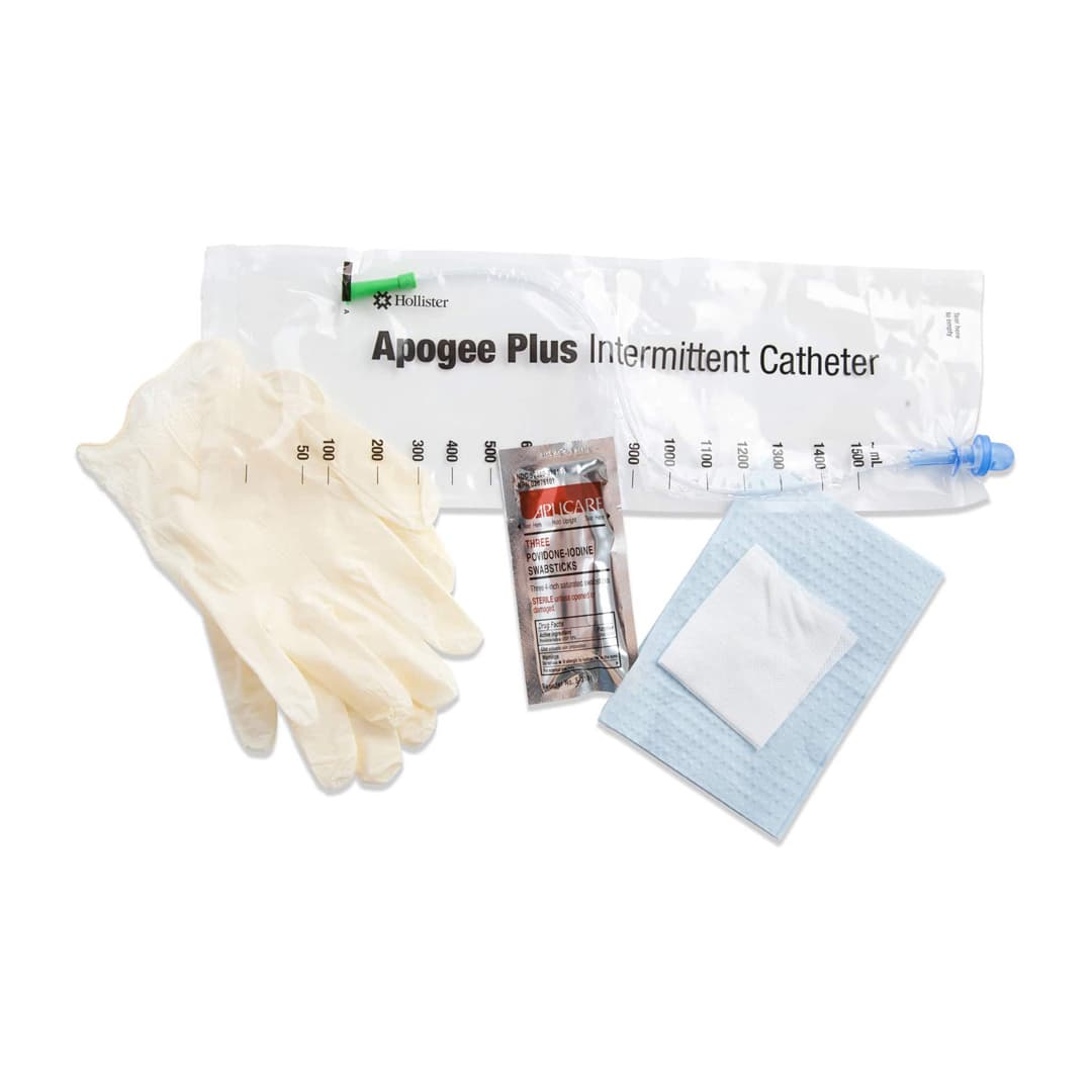 Apogee Plus Closed System Intermittent Catheters Kit, 14 Fr, 16", Coude Tip - Box of 100 - Image 1