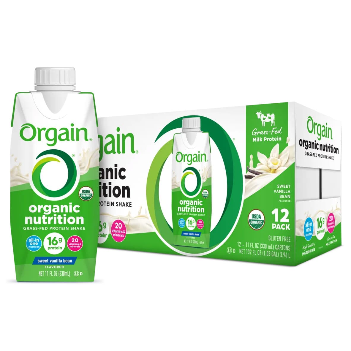 Orgain Organic Clean Protein Shake, Vanilla Bean - Case of 12 - Image 1
