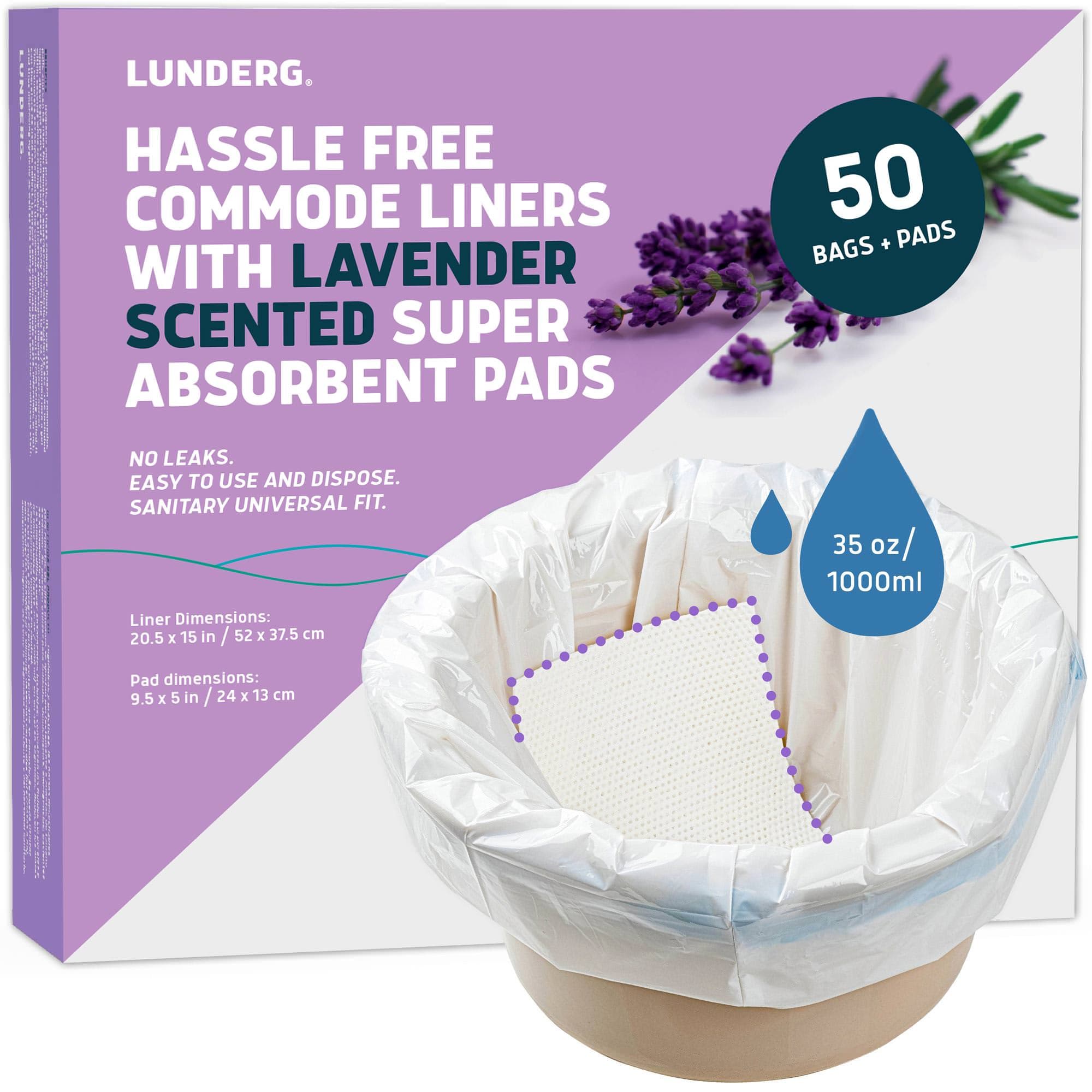 Lunderg Commode Liners with Absorbent Pads, 50/Pack, Lavender - Image 1