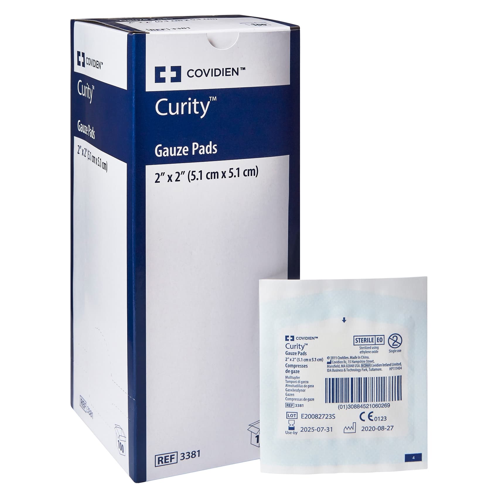 Covidien Curity 12-Ply Sterile Gauze Sponge Pads, 2 x 2 Inch - Box of 100 - Image 1