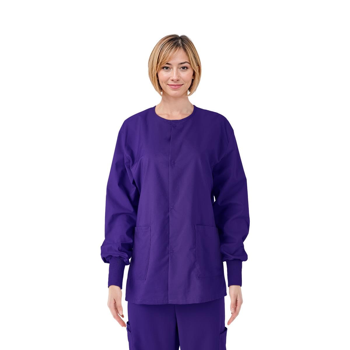 Medline Comfortease Unisex Crew-neck Warm-up Jacket, Rich Purple, 7XLarge - Each - Image 1