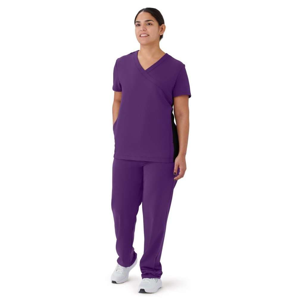 Medline Staten AVE Women's Yoga-Style Scrub Top, Regal Pruple, Small - Image 1