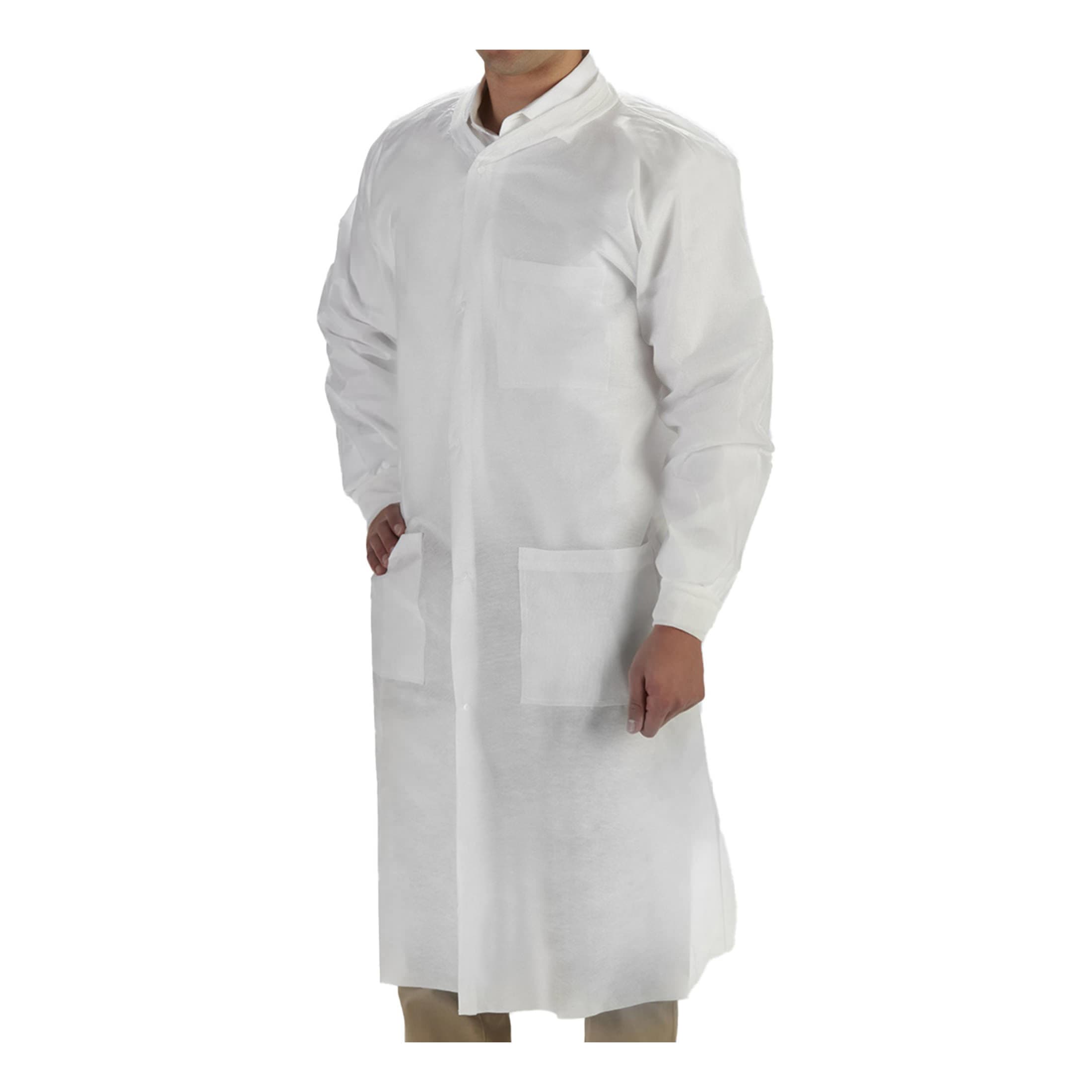 LabMates Lab Coat, White, Extra Large - Bag of 10 - Image 1