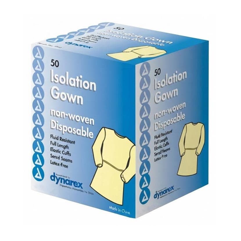 Dynarex Isolation Gown with Ties, Yellow - Each - Image 1