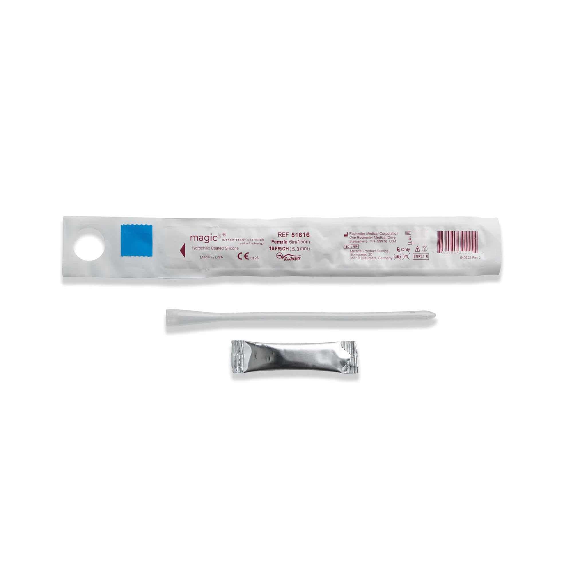 MAGIC3 Hydrophilic Intermittent Catheter, Female, 16 Fr, 6" - Box of 30 - Image 1