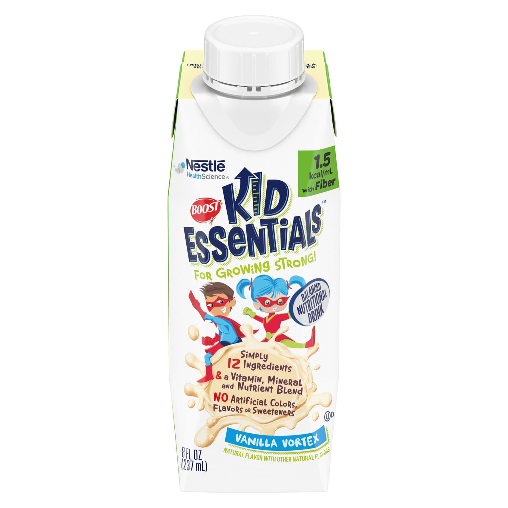 Boost Kid Essentials 1.5 Balanced Nutritional Drink with Fiber, Vanilla Vortex, 8 oz - Case of 24 - Image 1