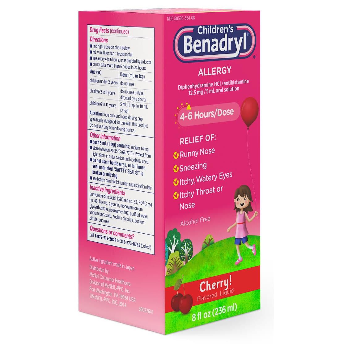 Children's Benadryl Allergy Liquid, 12.5 mg - Image 3