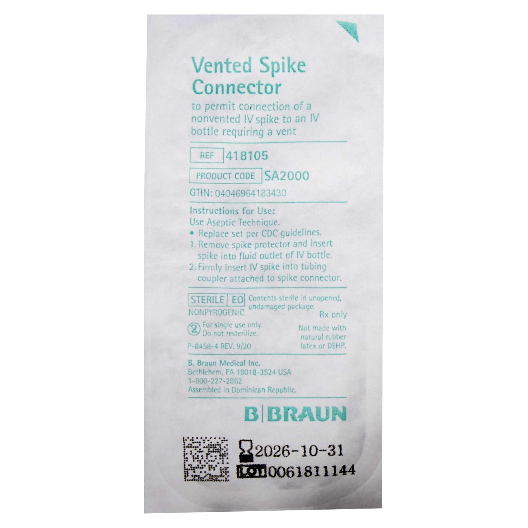 B. Braun Vented Spike Adapter - Image 2