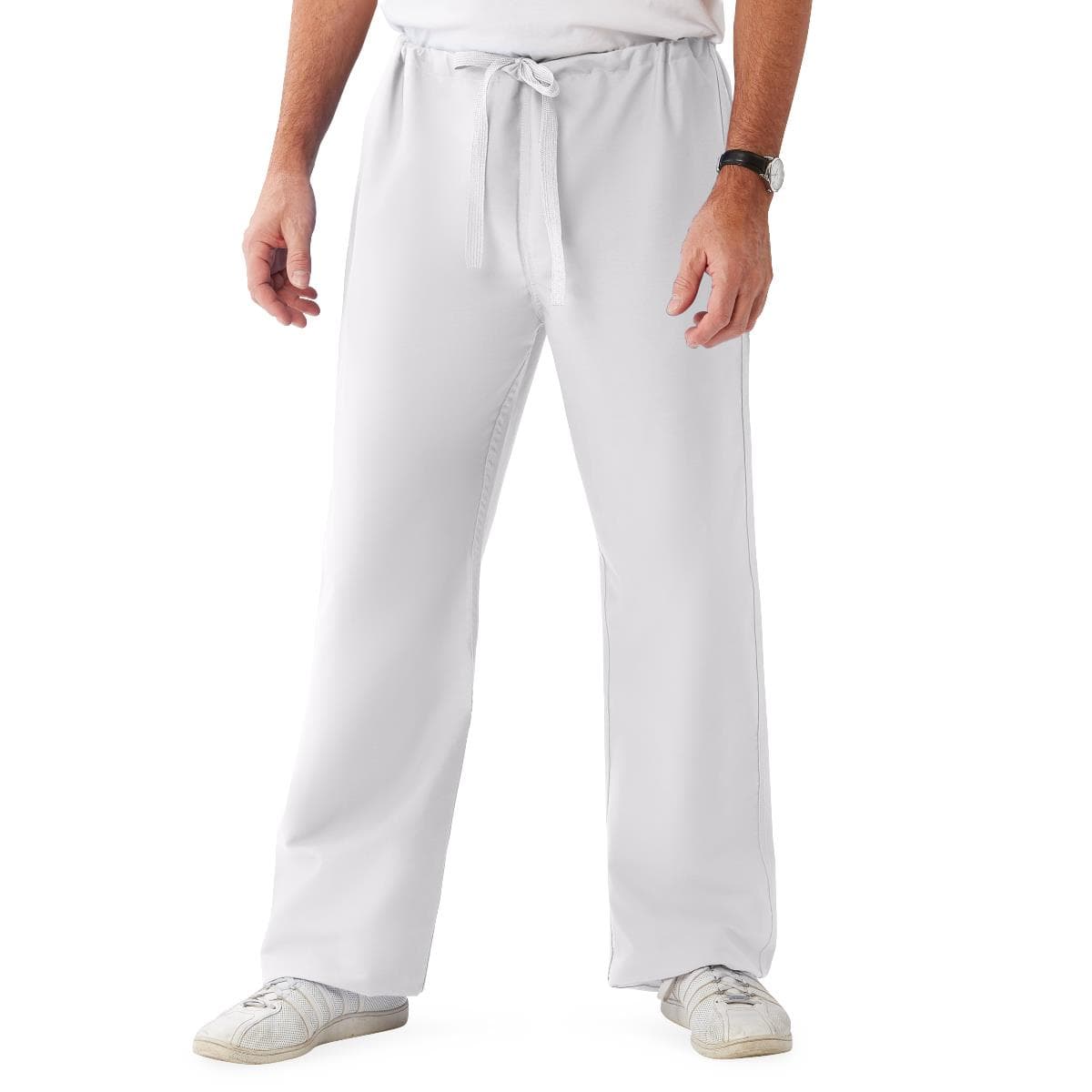 ComfortEase Unisex Reversible Scrub Pants with Drawstring Waist, White, 5XLarge - Each - Image 1