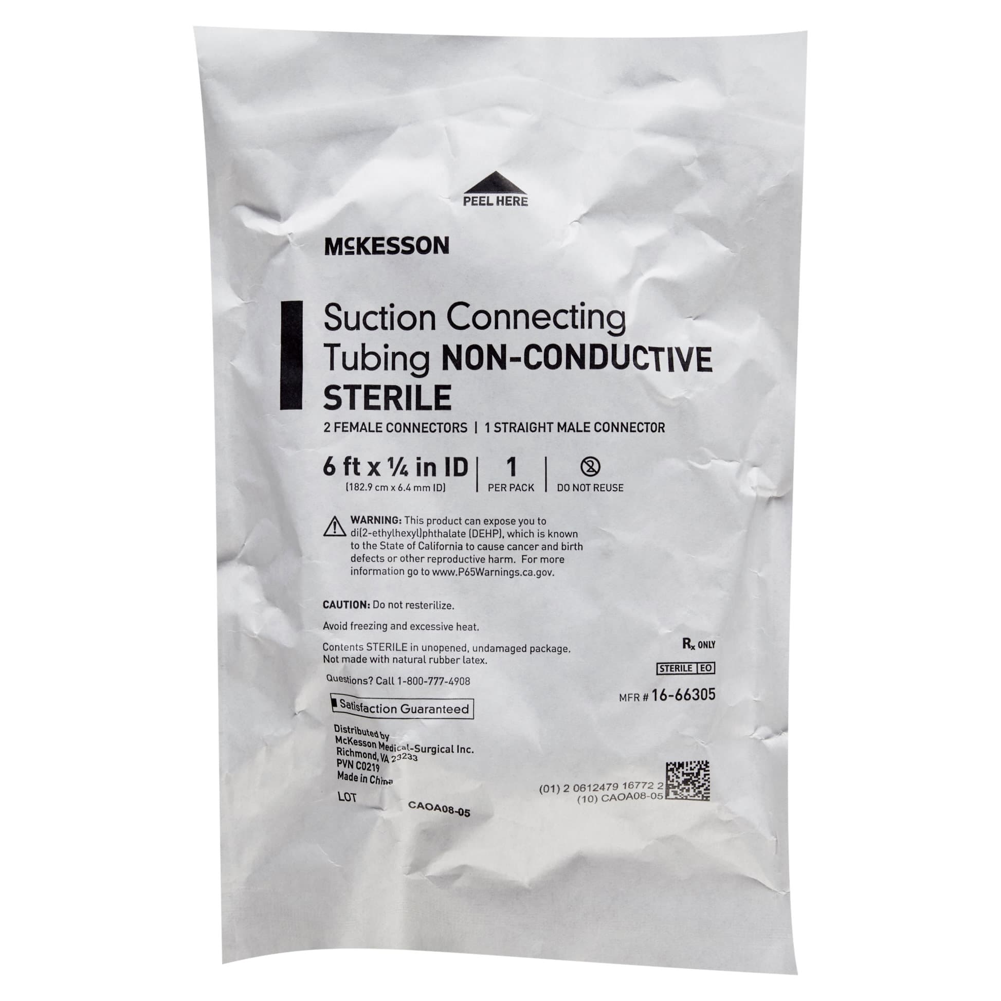 McKesson Suction Connecting Tubing Non-Conductive, Clear, 2 Female Connectors, 1 Straight Male Connector - Image 2